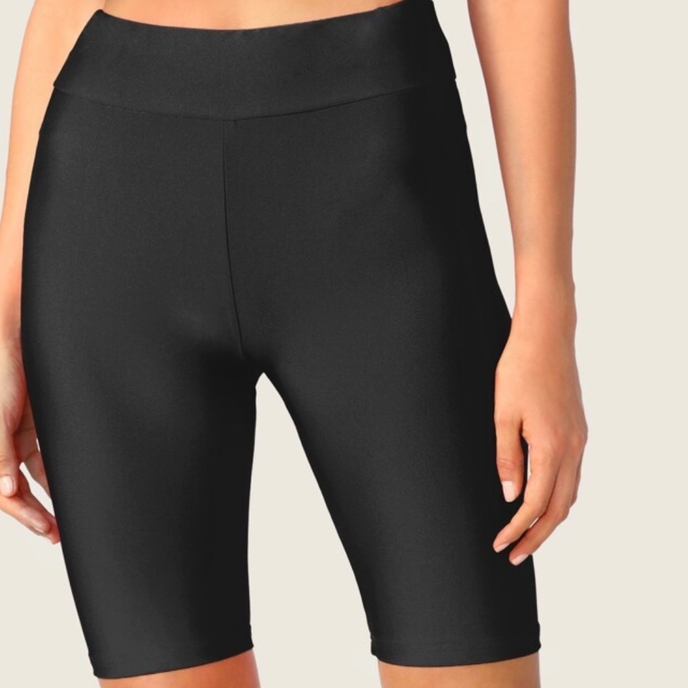 Love University Black Shiny Bike Shorts - Picture 2 of 8